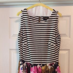 Striped Floral Sleeveless Dress